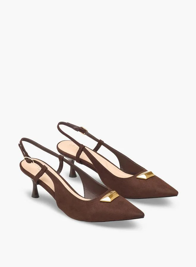 سيليست Women Pointed Toe Flared Heel Slingback Sandals