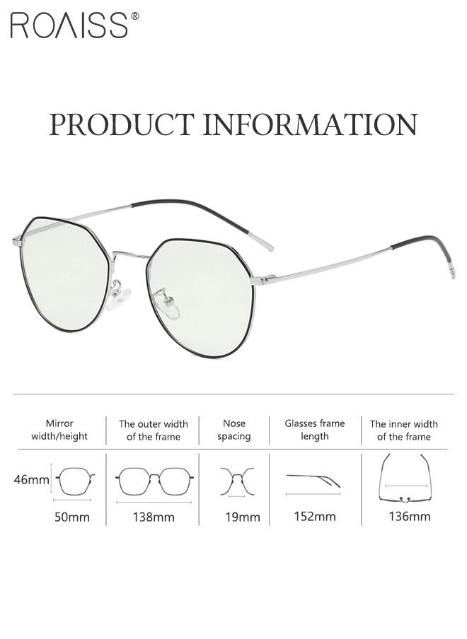 roaiss Blue Light Blocking Sunglasses Anti UV and Glare Blue Light Filter Computer Glasses Round Color Changing Anti Eyestrain Headache Eyewear for Men Women Black Silver  - Image 4