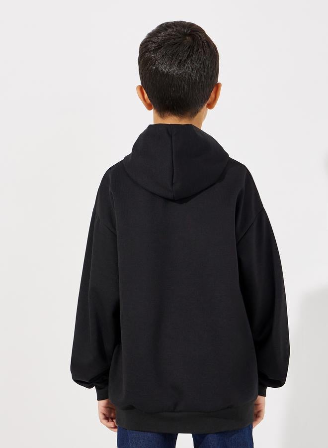 Styli Graphic Print Pocket Front Hoodie  - Image 4