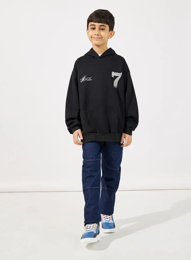 Styli Graphic Print Pocket Front Hoodie