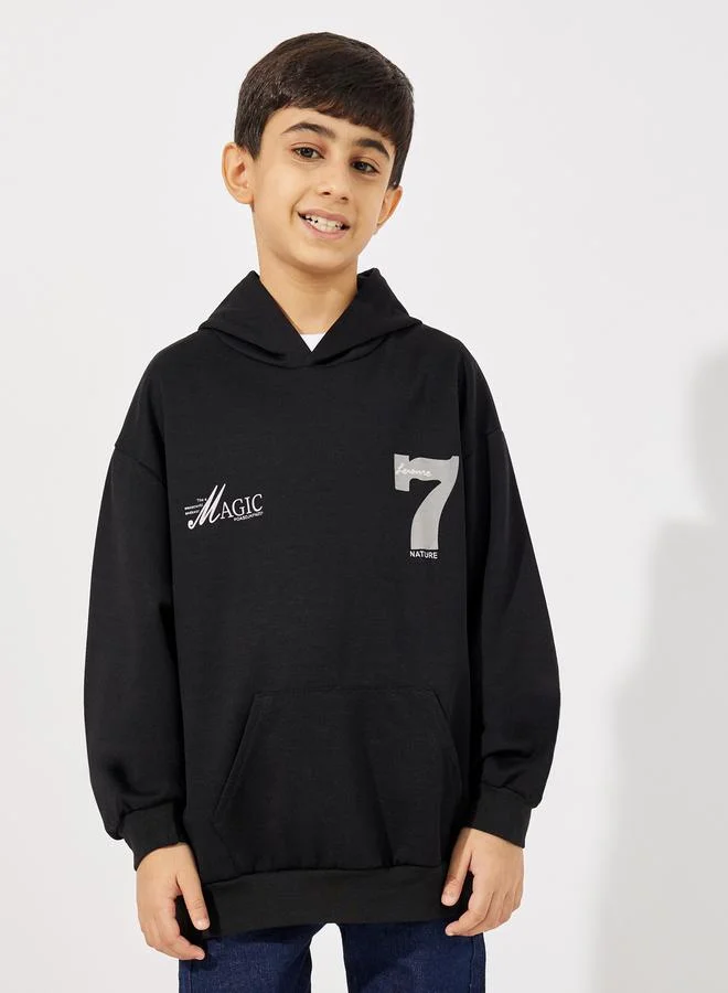 Styli Graphic Print Pocket Front Hoodie