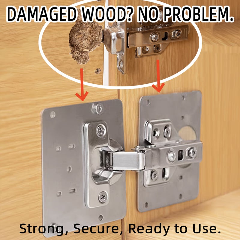 Heavy Duty Polished Stainless Steel 5 Set Cabinet Hinge Repair Plates With 70 Screws Door Hinge Brackets Reinforcement Plate For Easy Installation Home Office Restaurant - Image 1