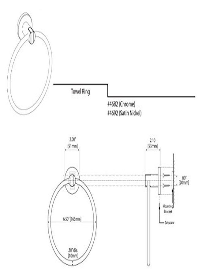 Gatco 4682 Channel Towel Ring, Chrome/Wall Mounted Hand Towel Ring for Bathroom - Image 4