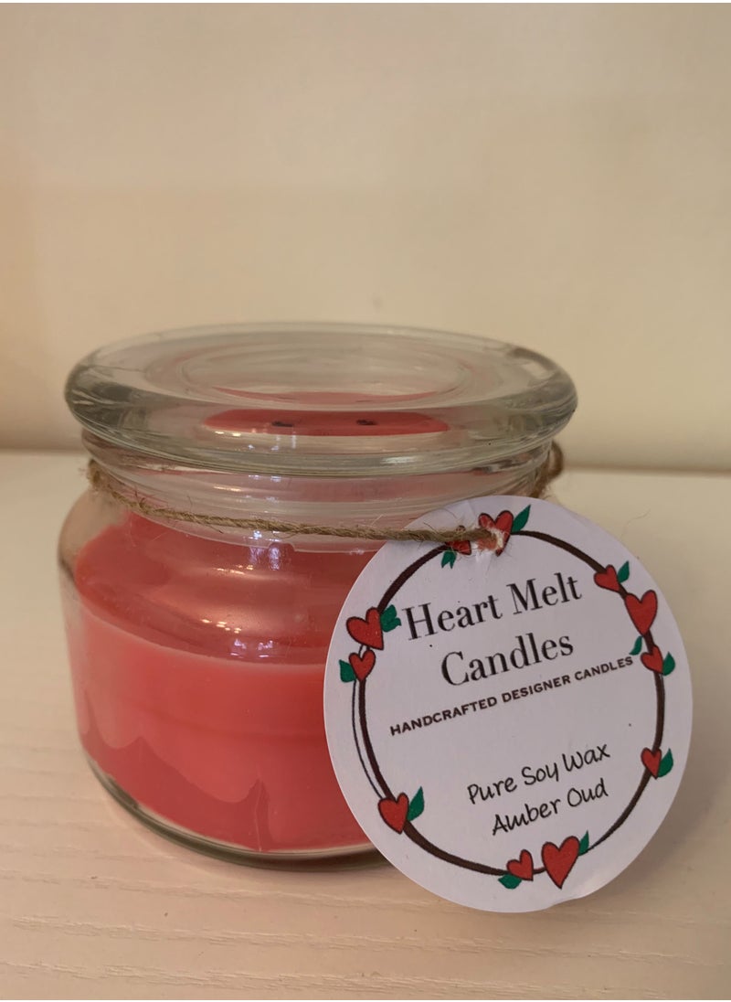 Heart Melt Candles Pure Soy Wax 2-Wick Jar Candle Amber Oud Scented 270g 