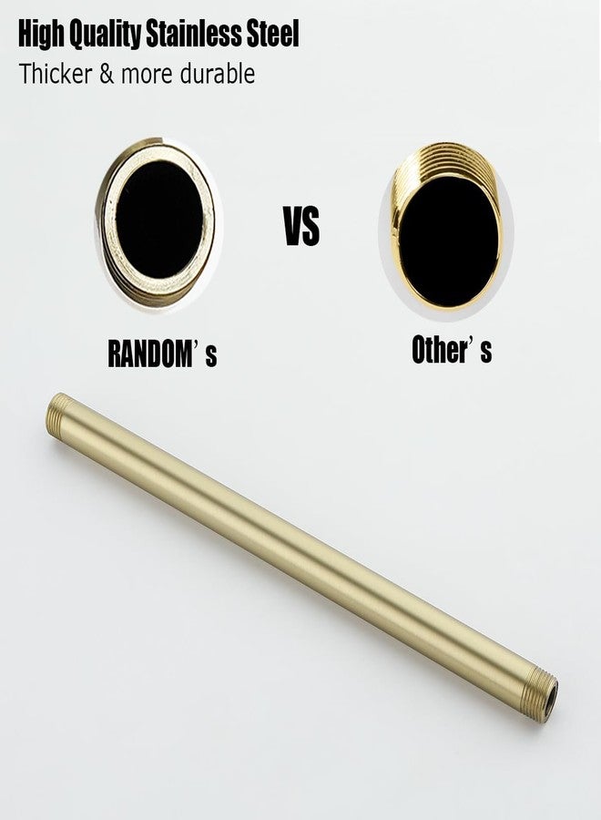 راندم ذراع دش عشوائي مع شفة، ذهبي، 12 بوصة، ذراع تمديد رأس دش مثبت على السقف، ذراع مستقيمة مثبتة على السقف لرأس دش ثابت، ذهبي مصقول. RD91038-12BG - Image 3