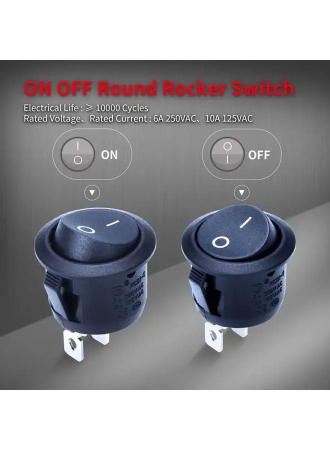 5 Pack Black Round Two Leg Boat Switches SPST On Off with Detachable Wires - Image 4