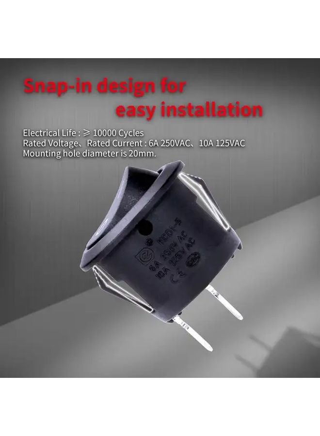 5 Pack Black Round Two Leg Boat Switches SPST On Off with Detachable Wires - Image 5