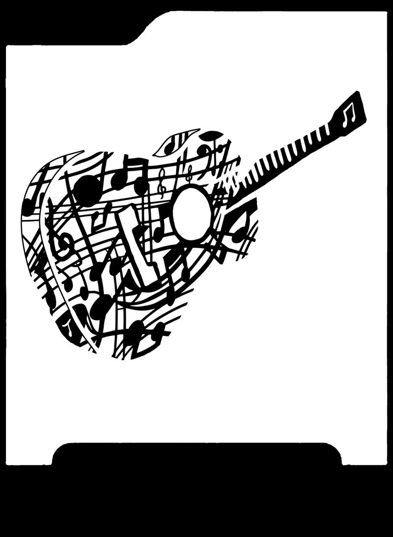 LOWHAT Guitar Pattern Self-Adhesive Decorative Wall Sticker Black - Image 2