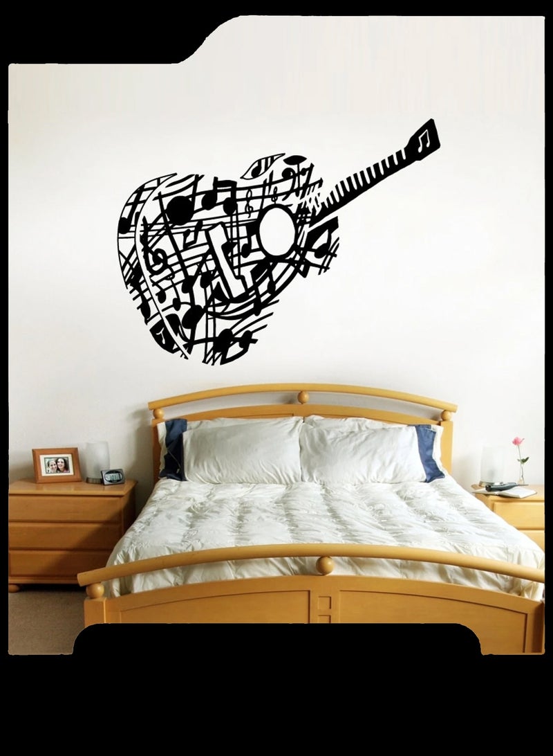 LOWHAT Guitar Pattern Self-Adhesive Decorative Wall Sticker Black - Image 1