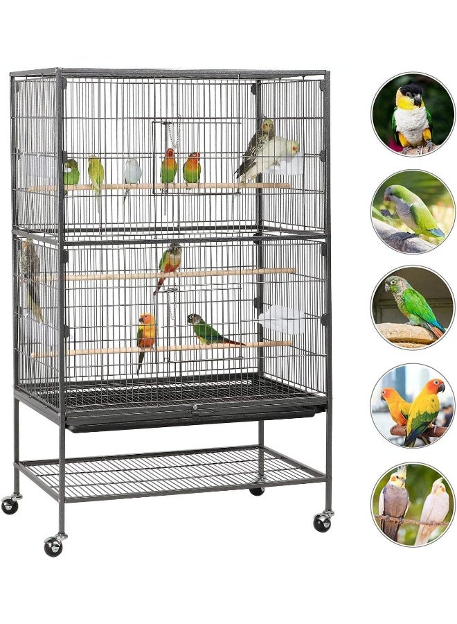 Egardenkart 132Cm Wrought Iron Standing Large Flight King Bird Cage For Cockatiels African Grey Quaker Amazon Sun Parakeets Green Cheek Conures Pigeons Parrot Bird Cage Birdcage With Stand Large  - Image 2
