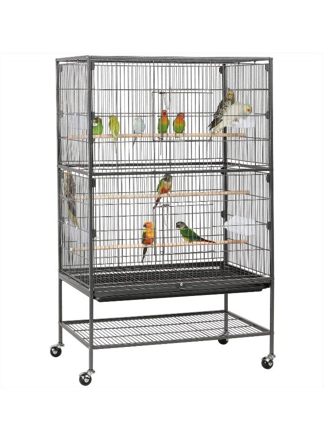 Egardenkart 132Cm Wrought Iron Standing Large Flight King Bird Cage For Cockatiels African Grey Quaker Amazon Sun Parakeets Green Cheek Conures Pigeons Parrot Bird Cage Birdcage With Stand Large  - Image 1