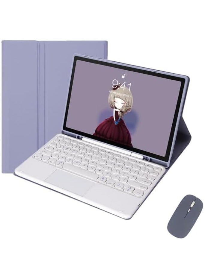 general Arabic and English Keyboard Case Compatible with iPad Air 11 inch (2024) M2, iPad Air 6th Gen, Retro Round Key Detachable Touch Keyboard with Mouse