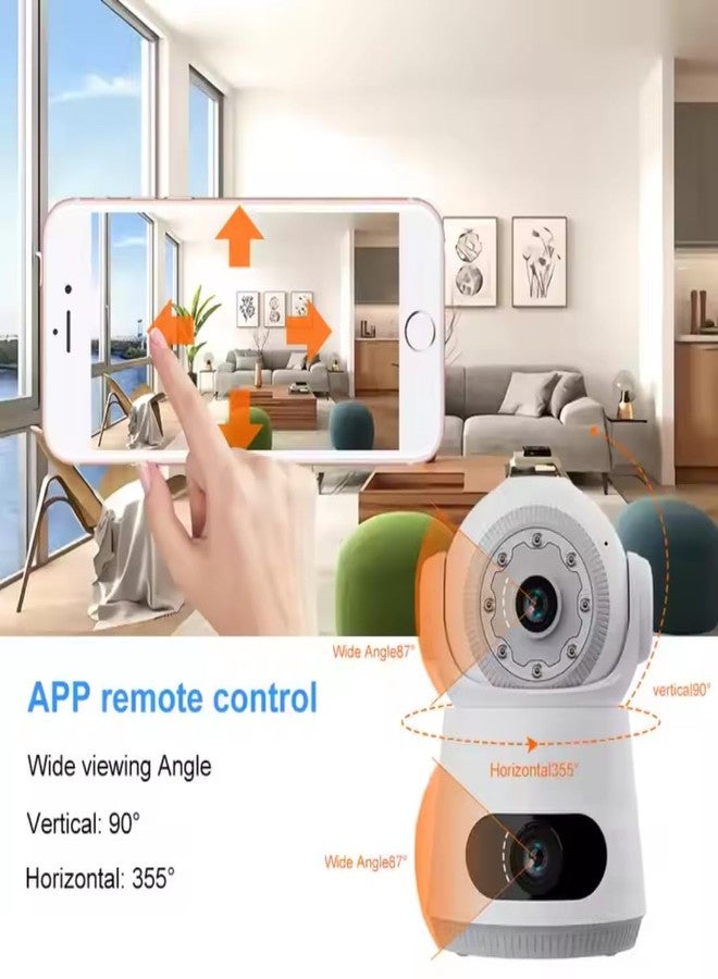 ApnaCam 4MP Dual Lens Indoor WiFi Security Camera | 360° Baby & Pet Monitor with Night Vision, AI Motion Detection, 2-Way Audio, Phone App Access & Local/Cloud Storage | Plug & Play Setup - Image 2