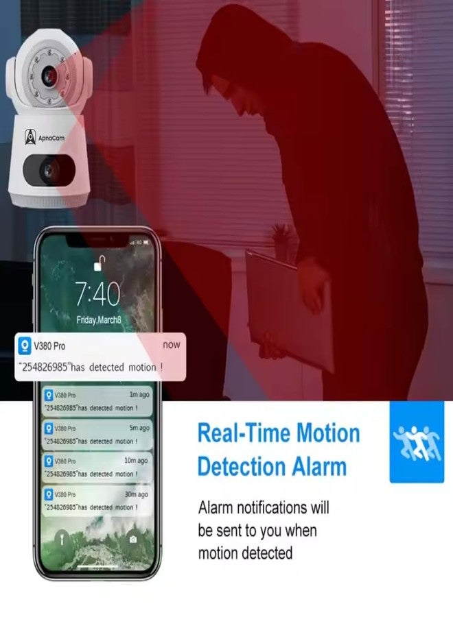 ApnaCam 4MP Dual Lens Indoor WiFi Security Camera | 360° Baby & Pet Monitor with Night Vision, AI Motion Detection, 2-Way Audio, Phone App Access & Local/Cloud Storage | Plug & Play Setup - Image 4