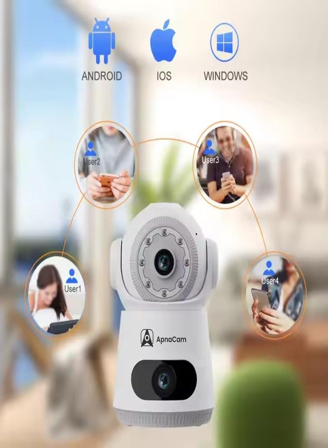 ApnaCam 4MP Dual Lens Indoor WiFi Security Camera | 360° Baby & Pet Monitor with Night Vision, AI Motion Detection, 2-Way Audio, Phone App Access & Local/Cloud Storage | Plug & Play Setup - Image 5