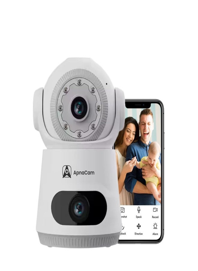 ApnaCam 4MP Dual Lens Indoor WiFi Security Camera | 360° Baby & Pet Monitor with Night Vision, AI Motion Detection, 2-Way Audio, Phone App Access & Local/Cloud Storage | Plug & Play Setup - Image 1
