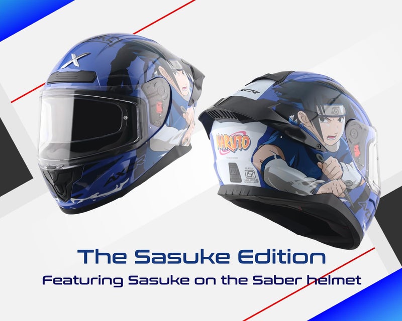 Axor Saber Sasuke ISI ECE and DOT Certified Gloss Finish Full Face Helmet for Men with Pinlock Fitted Clear Visor -Blue Black-XL - Image 3