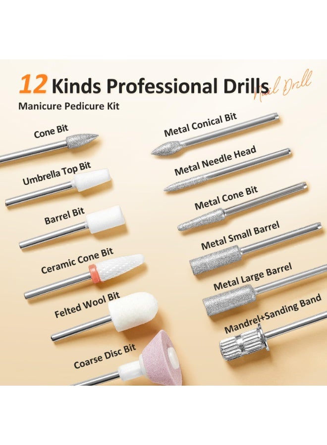 Bukela Professional Cordless Electric Nail File Kit with 12 Bits, 6 Speeds, Rechargeable Base - Portable Manicure Tool for Acrylic Gel Nails, Perfect for Women, Salon and Home Use - Image 3