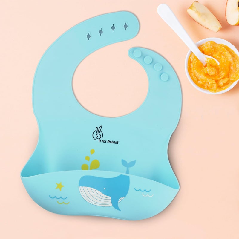 R for Rabbit Safari Silicone Bib for Baby Food Feeding - Image 1