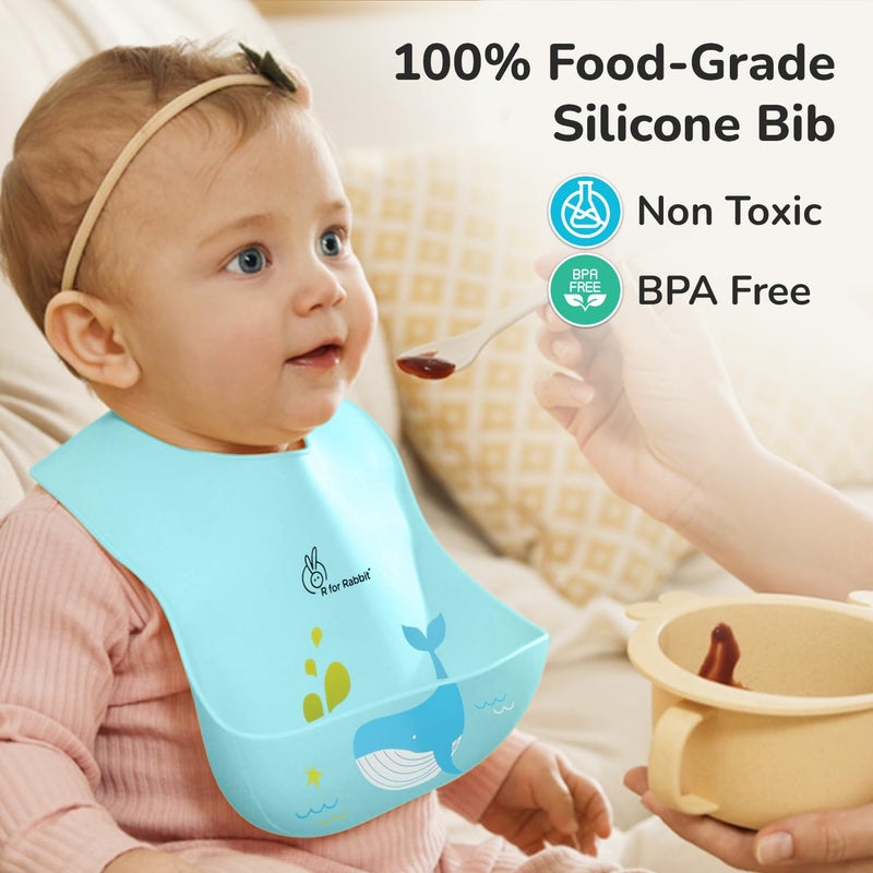 R for Rabbit Safari Silicone Bib for Baby Food Feeding - Image 2