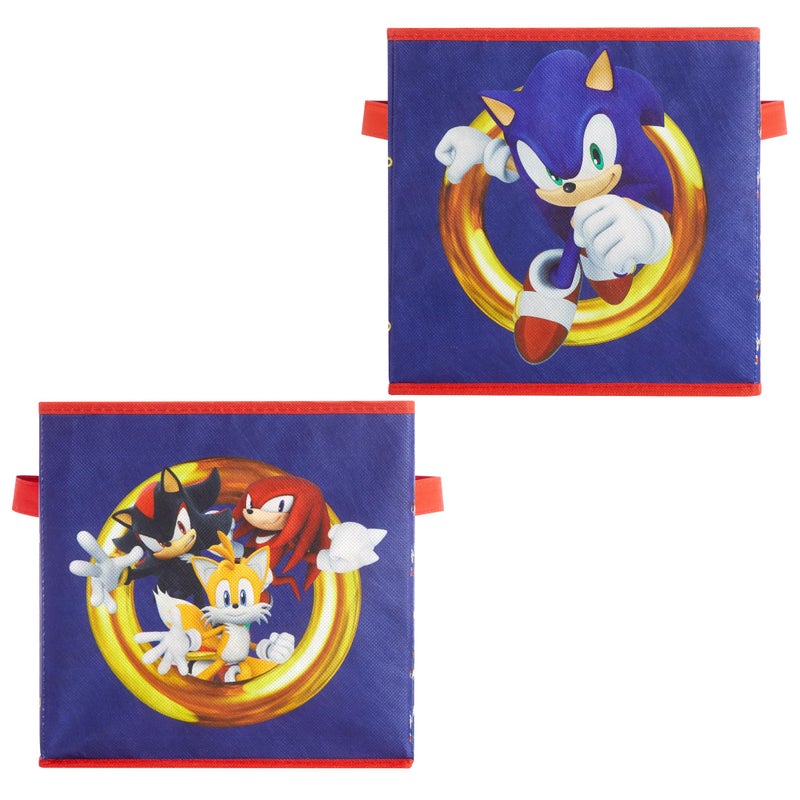 Idea Nuova Sonic the Hedgehog Set of 2 Durable Storage Cubes with Handles 10x10x10 Cubes - Image 2
