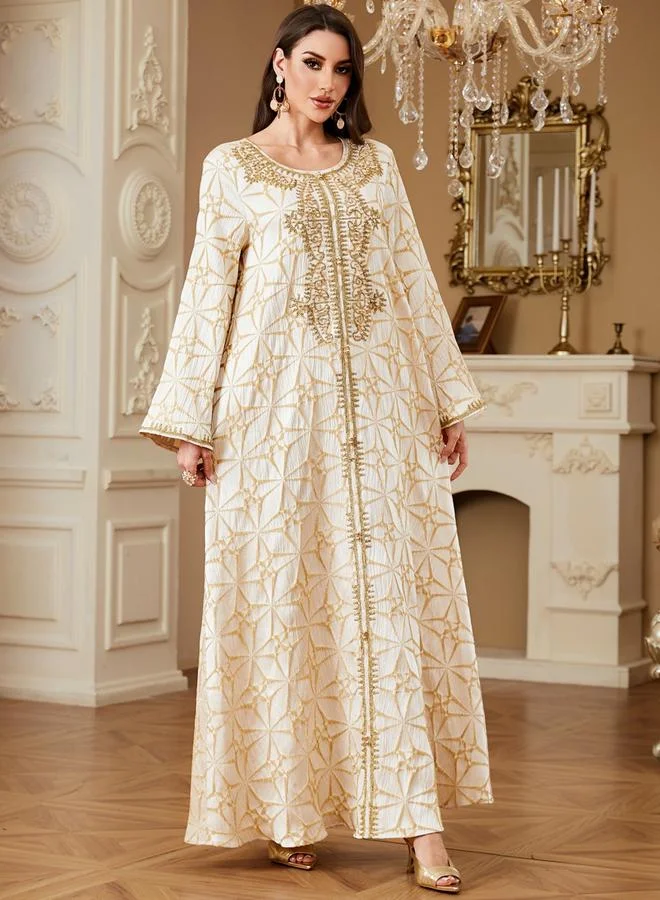 Take Two Women Textured Faux Pearl Detail Jalabiya