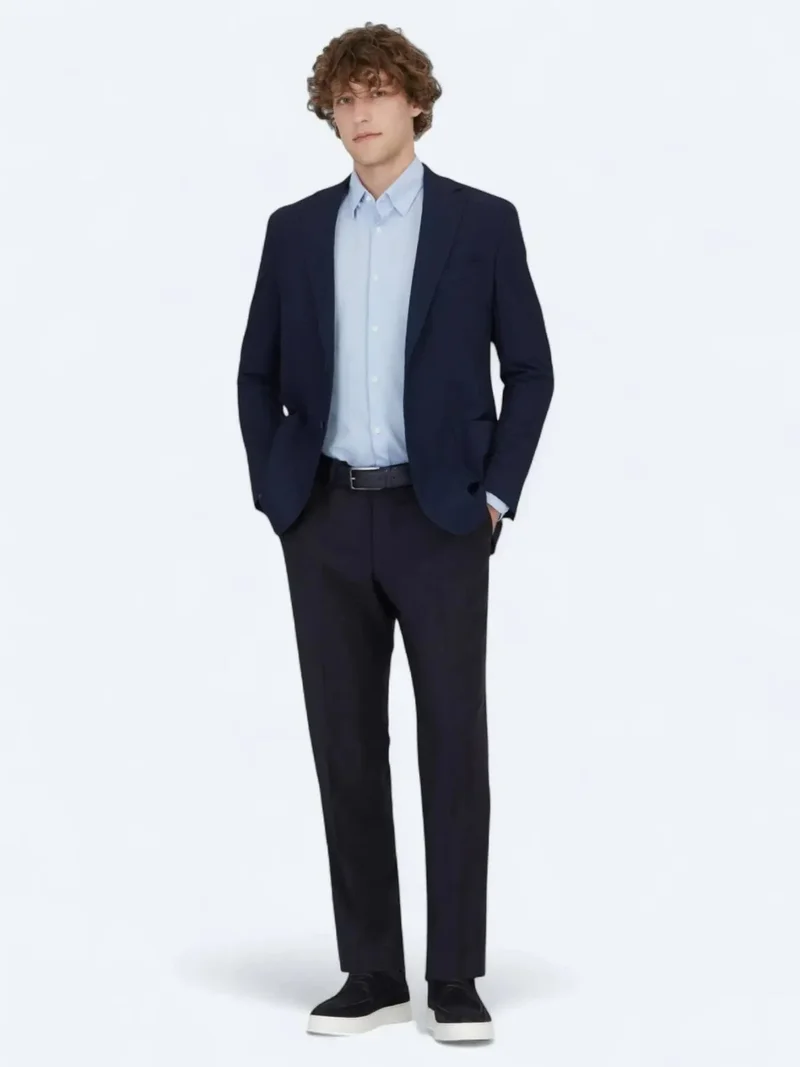 Kip Navy Blue Patterned Modern Fit Jacket