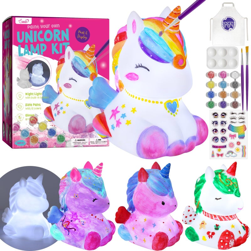 LAOESE Paint Your Own Unicorn Lamp Kit Art Supplies Unicorn Painting kit for Kids Arts and Crafts for Kids Ages 612 Unicorn Toys Birthday Easter Gifts for Kids Girls Boys Ages 3 4 5 6 7 8 9 10 11 12 - Image 2