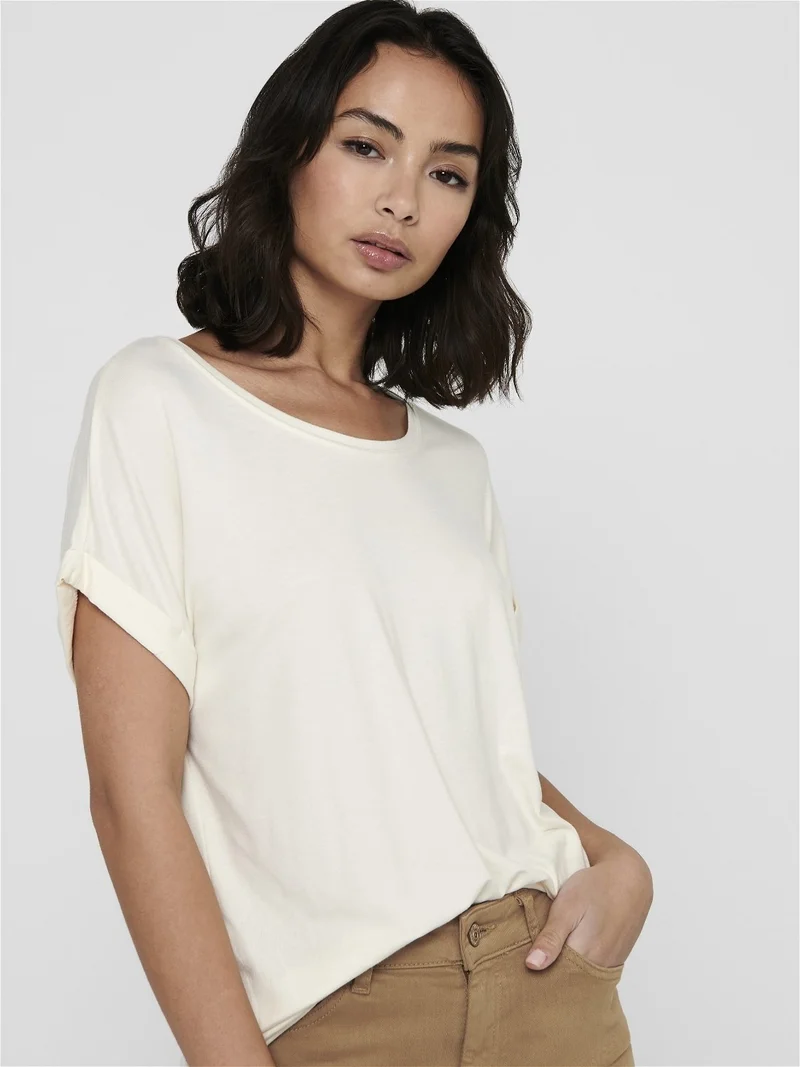 ONLY Women's Wide Collar Basic T-Shirt 15106662