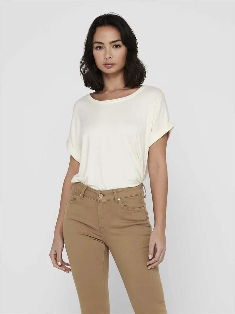 ONLY Women's Wide Collar Basic T-Shirt 15106662
