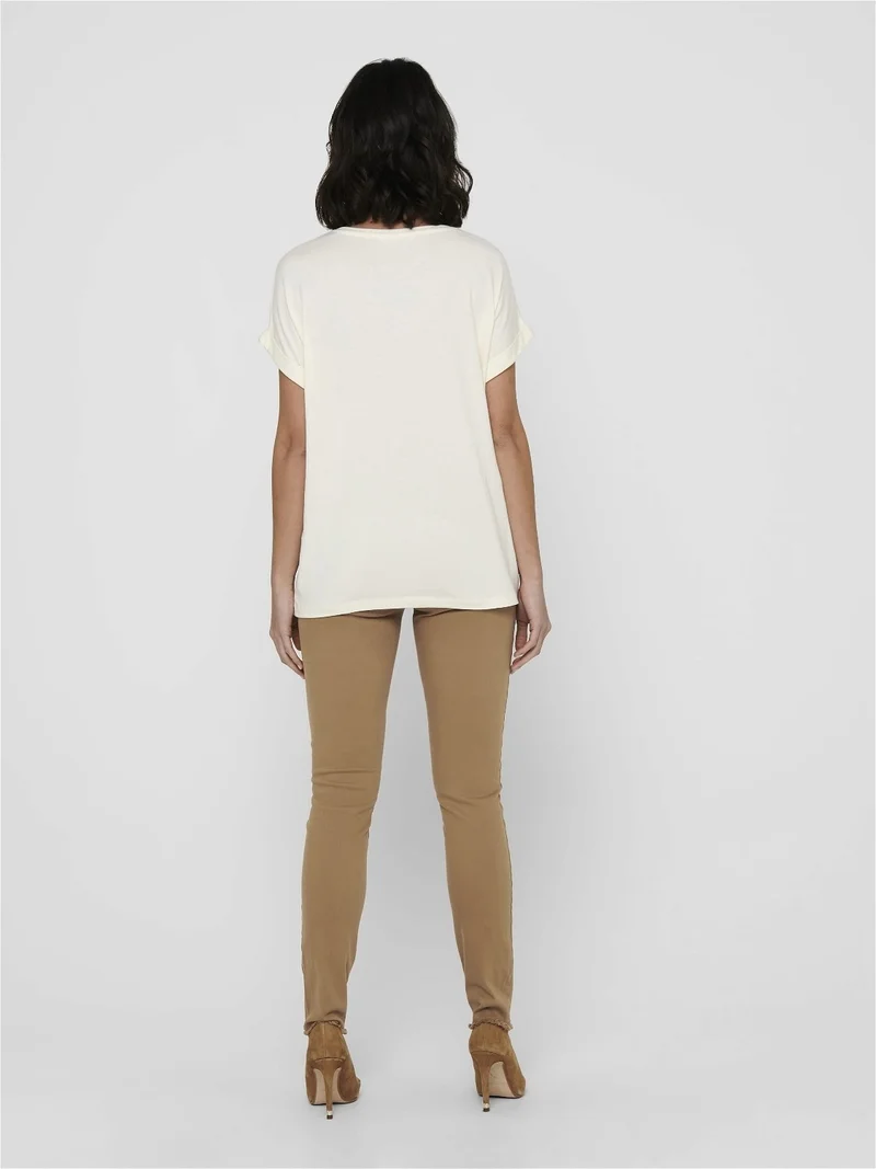 ONLY Women's Wide Collar Basic T-Shirt 15106662