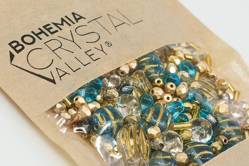 Bohemia Crystal Valley 2.1oz (60 g) Mix of Unique Czech Bohemia Glass Pressed Beads, Rocailles, Aztec Pale Gold Crystal, Matte and Glossy, Hand Made BCV - Image 4