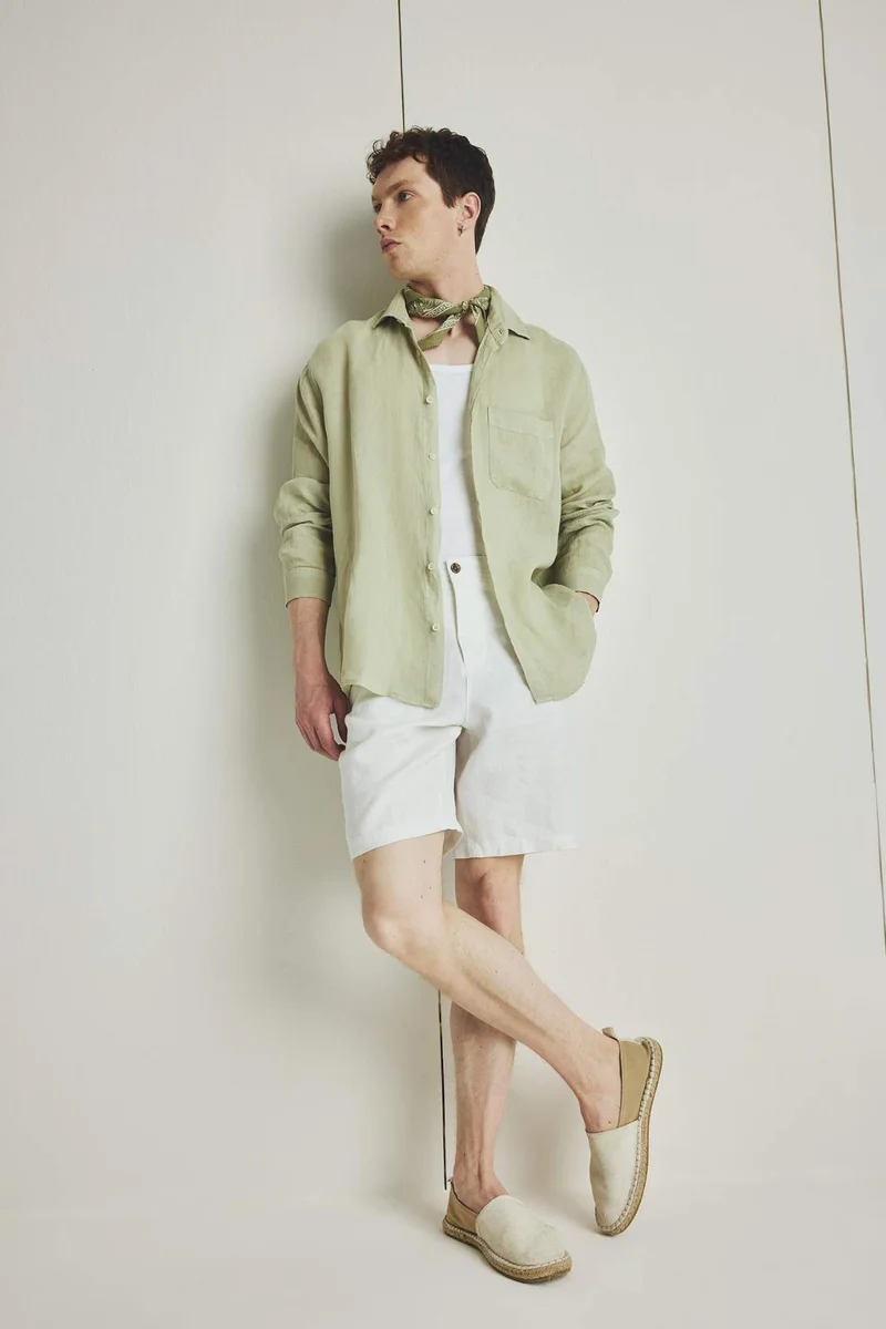 ديفاكتو Regular Fit Summer Linen Bermuda Shorts