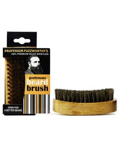PROFESSOR EDWARD J FUZZWORTHY'S Professor Fuzzworthy Deluxe Beard Brush 100% Boar Bristle ; Mens Best Easy Beard Grooming Tool For A Fluffy Soft Beard Promotes Beard Growth Natural Bamboo Wood Handle  - Image 1