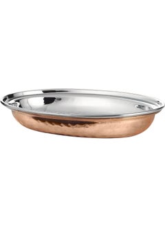 KEDGE Kedge Pure Copper Hammered Stainless Steel 3 Pole Oval Curry Dish, 500 Ml Capacity  - Image 1