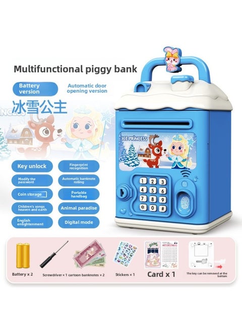 Children's Girls Kulomi Piggy Bank Can Access Only In And Out Of Boys Savings Password Box Wholesale-Color:Ice Princess [key Unlocking⭐Password Fingerprint⭐Automatic Door Opening] Battery Model