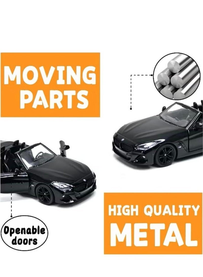 كين سمارت سيارة لعبة بي إم دبليو Z4 قابلة للتحويل مصنوعة من سبيكة معدنية مصبوبة بمقياس 1:34، قابلة للفتح والسحب للخلف، لون أسود - Image 5
