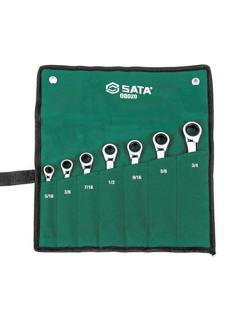 SATA GL08020 7-Piece SAE Double Ratcheting Wrench Set - Image 2