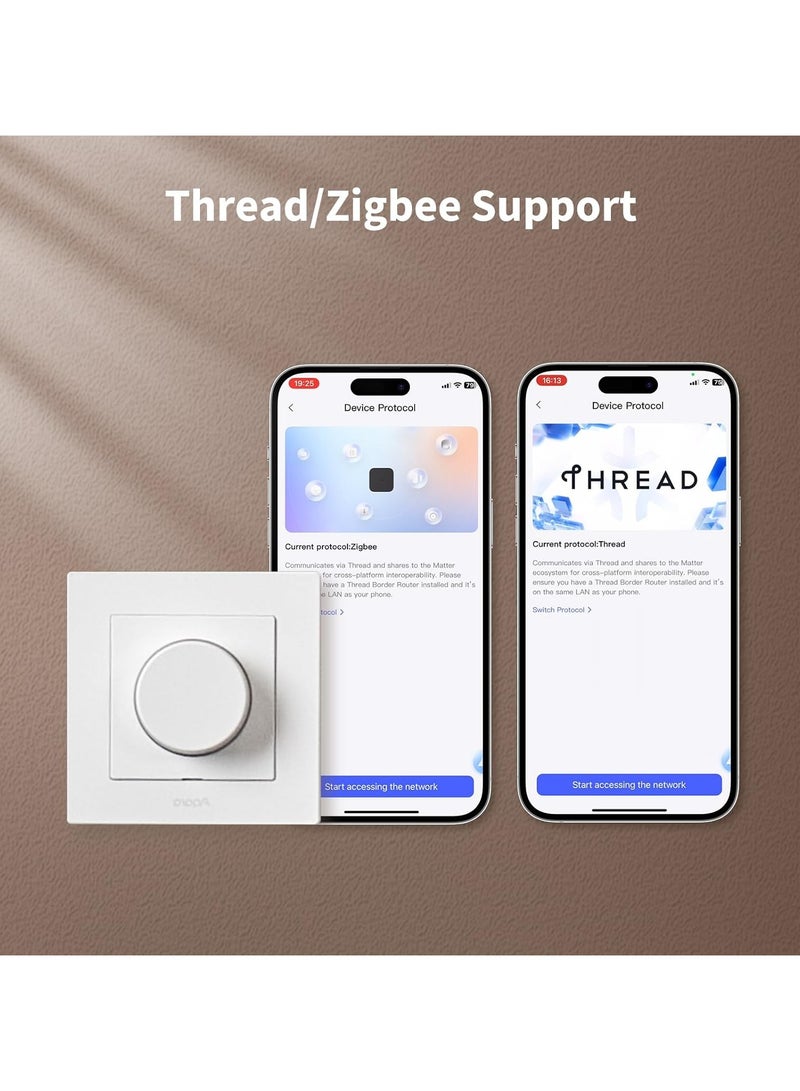 Aqara Dimmer Wall Light Switch H2 EU,Thread/Zigbee Protocol, 2-in-1 Neutral, Single Switch, 200W for dimmable LED/CFL/incandescent/Halogen/ELV Lights,Supports Apple Home,Alexa,Google and Matter-White - Image 4