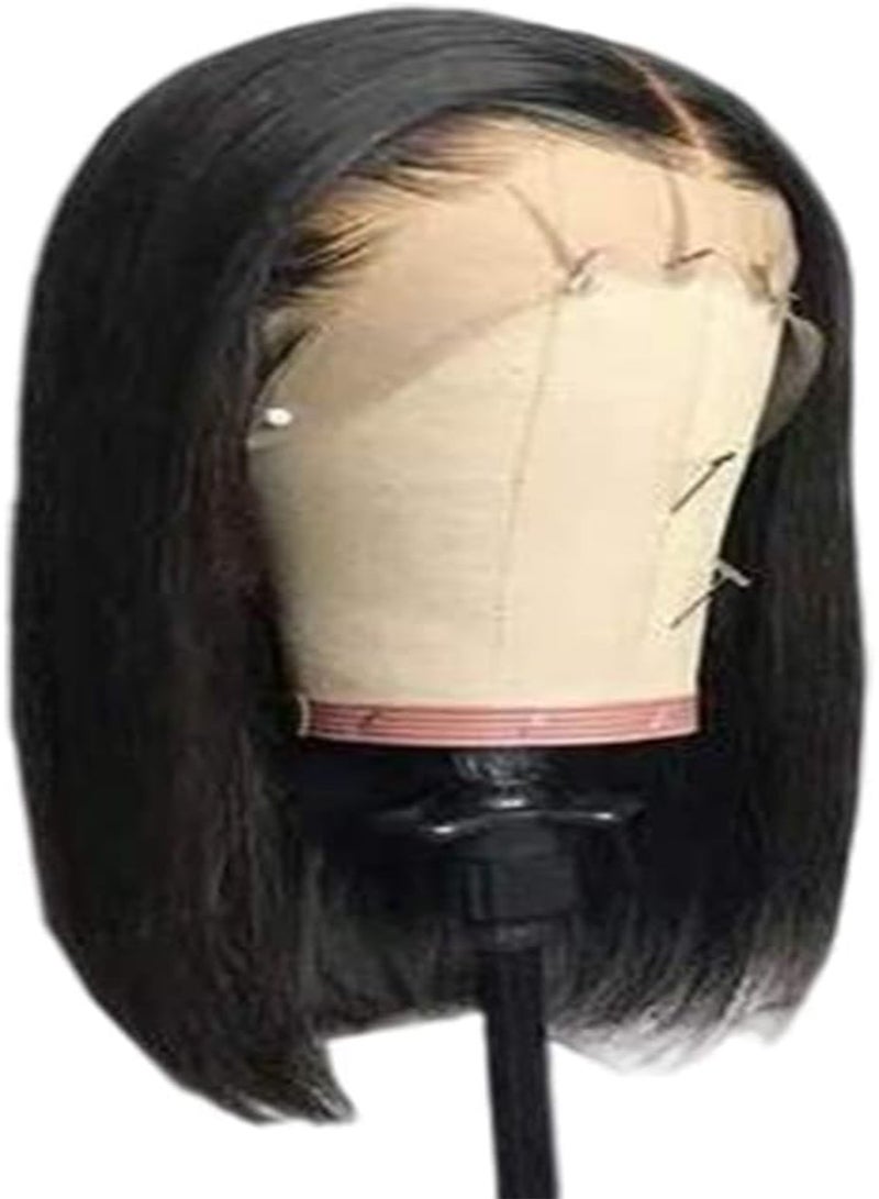 GGOOT Short Straight Bob Wigs,Fake Wigs,Black Middle Parting Wig Shoulder Length Heat Resistant Wig 12inch - Image 2