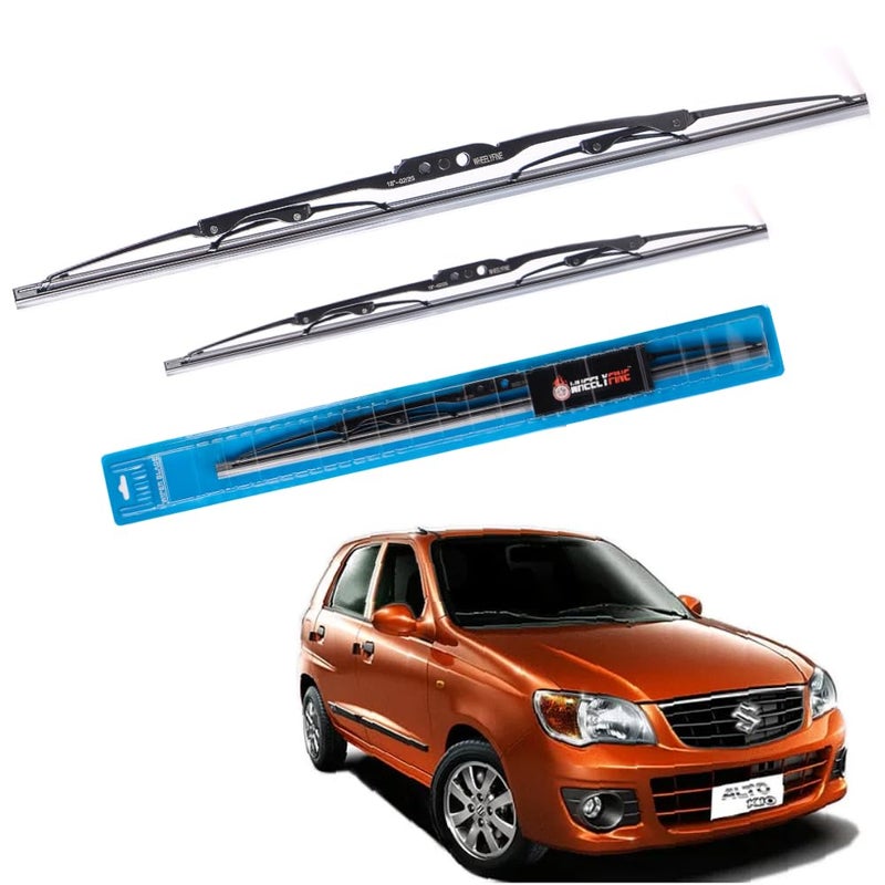 Wheelyfine Car Wiper Blades | Metal Frame | Water Repellent Windshield Wipers | Blade Refills (Maruti Alto K10 (2010-2012) Dr 18"/Pa 16") - Image 1