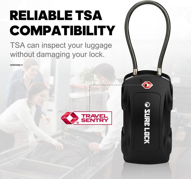 SURE LOCK TSA Approved 4-Digit Combination Luggage Lock - Car Shape Design Travel Lock for Suitcases, Backpacks & Gym Bags (10,000 Combos, 1 Pack Black) - Image 3