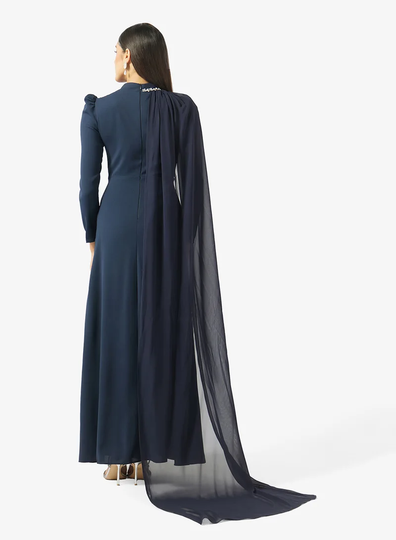 Akadia Fashion  SHAWL DETAILS CREPE CHIFFON DRESS for Women | Best Price UAE