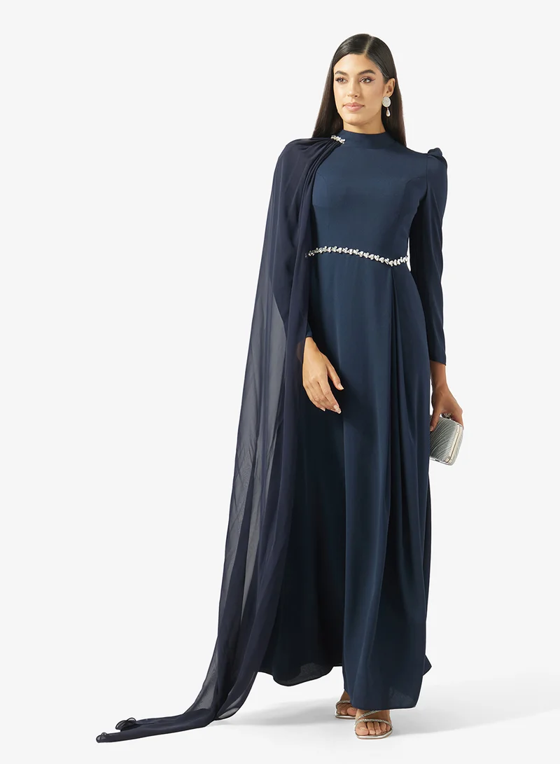 Akadia Fashion  SHAWL DETAILS CREPE CHIFFON DRESS for Women | Best Price UAE