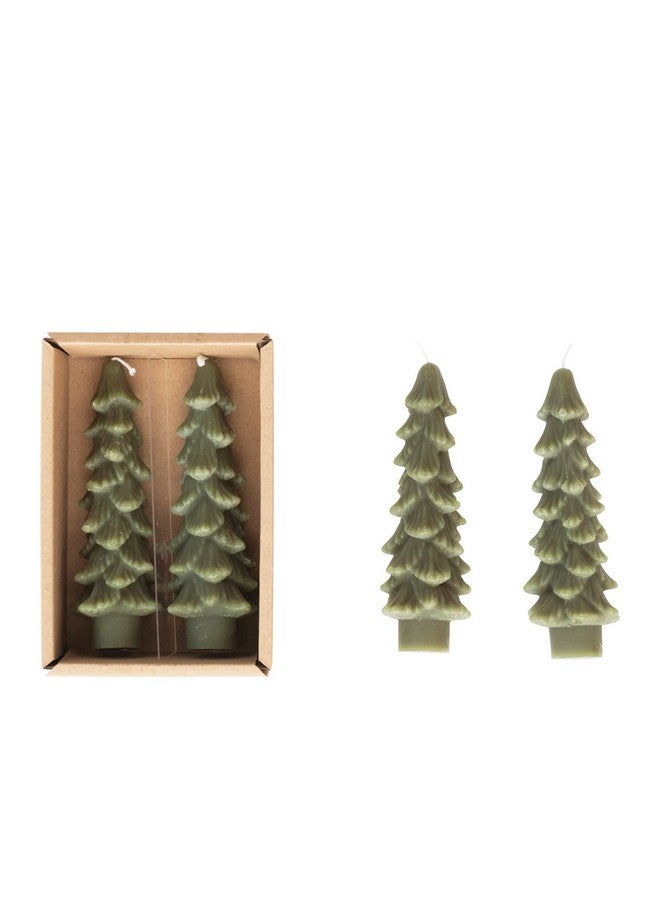 Creative Co-op شموع عمودية على شكل شجرة بدون رائحة من كرييتف كوبر، دائمة الخضرة، مجموعة مغلّفة من 2 - Image 1