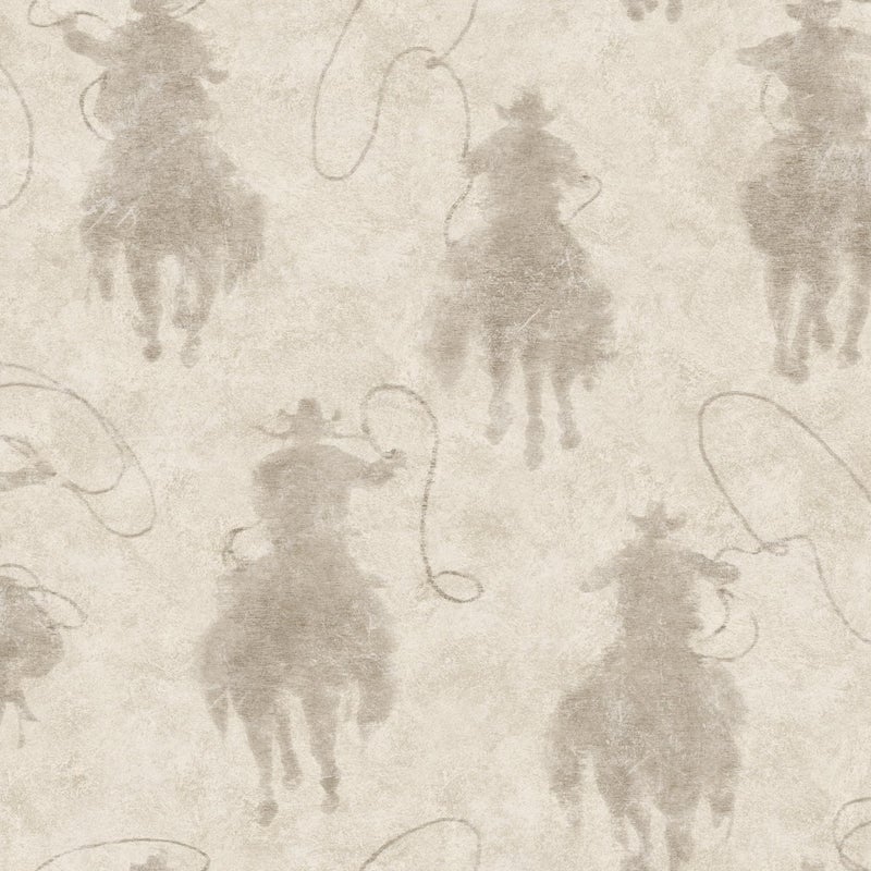 yellow stone Yellowstone Stockman Silhouette Light Grey Wallpaper, 4142-72638 - Image 1