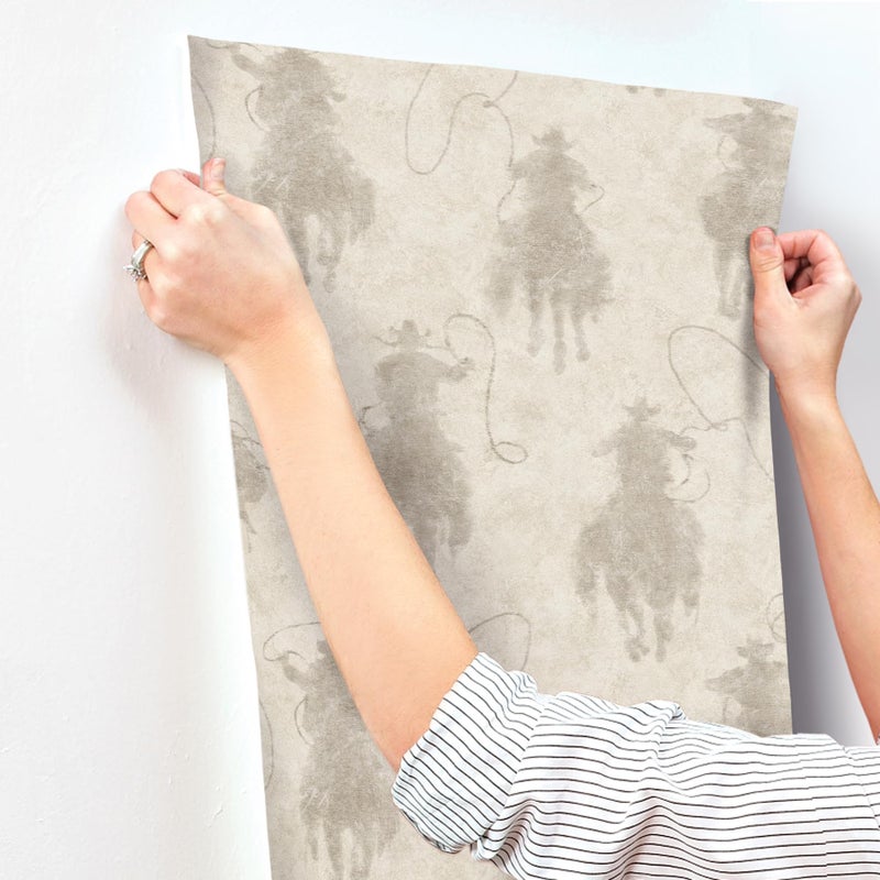 yellow stone Yellowstone Stockman Silhouette Light Grey Wallpaper, 4142-72638 - Image 5
