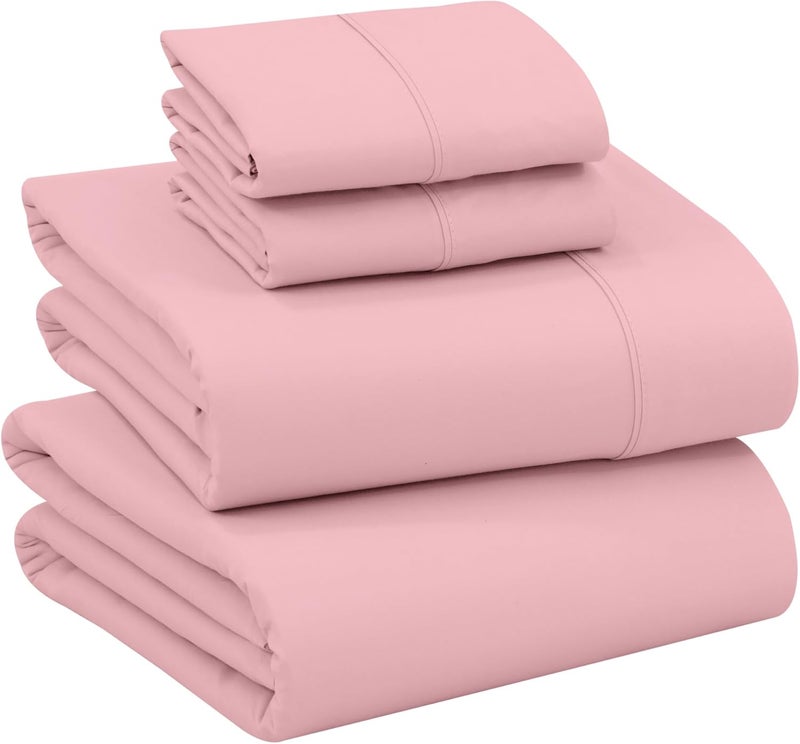 RUVANTI 100% Cotton Sheets for King Size Bed - Crispy Cooling Percale Sheets - Breathable & Durable King Sheet Set - Deep Pocket 16 Inches (Fits up to 18") - Bridal Rose - 4 Pieces - Image 1