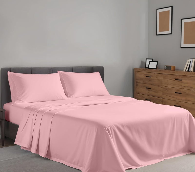 RUVANTI 100% Cotton Sheets for King Size Bed - Crispy Cooling Percale Sheets - Breathable & Durable King Sheet Set - Deep Pocket 16 Inches (Fits up to 18") - Bridal Rose - 4 Pieces - Image 2