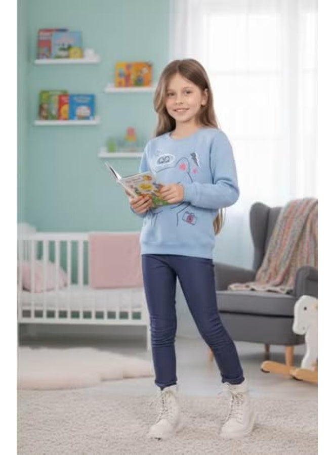 كيو كيو سويتيشرت شتوي للبنات، مبطن بالقطن 100%، خامة سميكة مقاومة للوبر والتلاشي، دافئ وناعم للأطفال من سن 2-5 سنوات، تصميم جذاب وعصري للبنات الصغيرات - Image 3